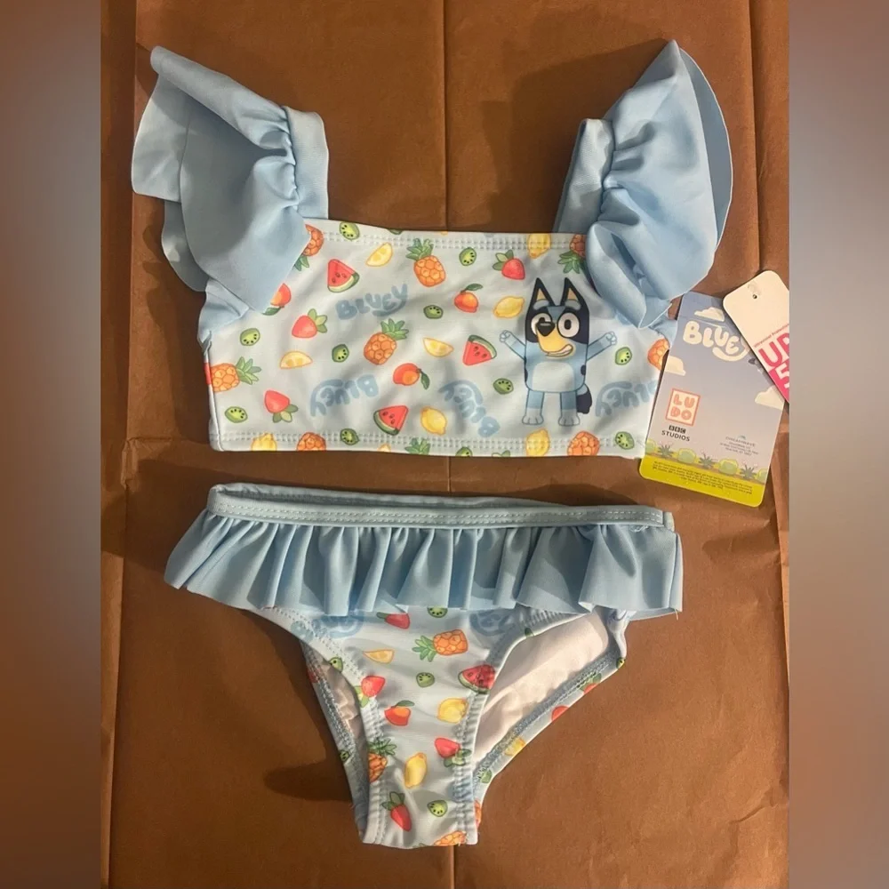 NEW…Dreamwave Toddlers’ Bluey Two-Piece Ruffle Swim Set